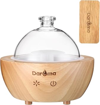 2025 Upgraded Remote Handmade Glass & Real Wood Essential Oil Diffuser, Aromatherapy Diffuser, 200ml Aroma Humidifier, Cool Mist with 7 LED Colors, Waterless Auto Shut-Off for Home Office Bedroom Gift