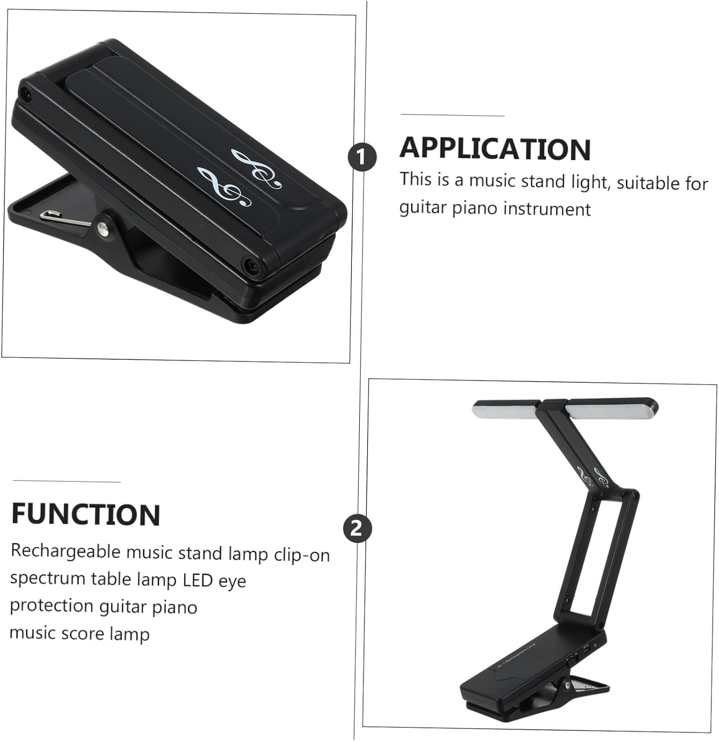 Kisangel Rechargeable Music Stand Light Led Clip Book Lamp Piano Guitar Player Light