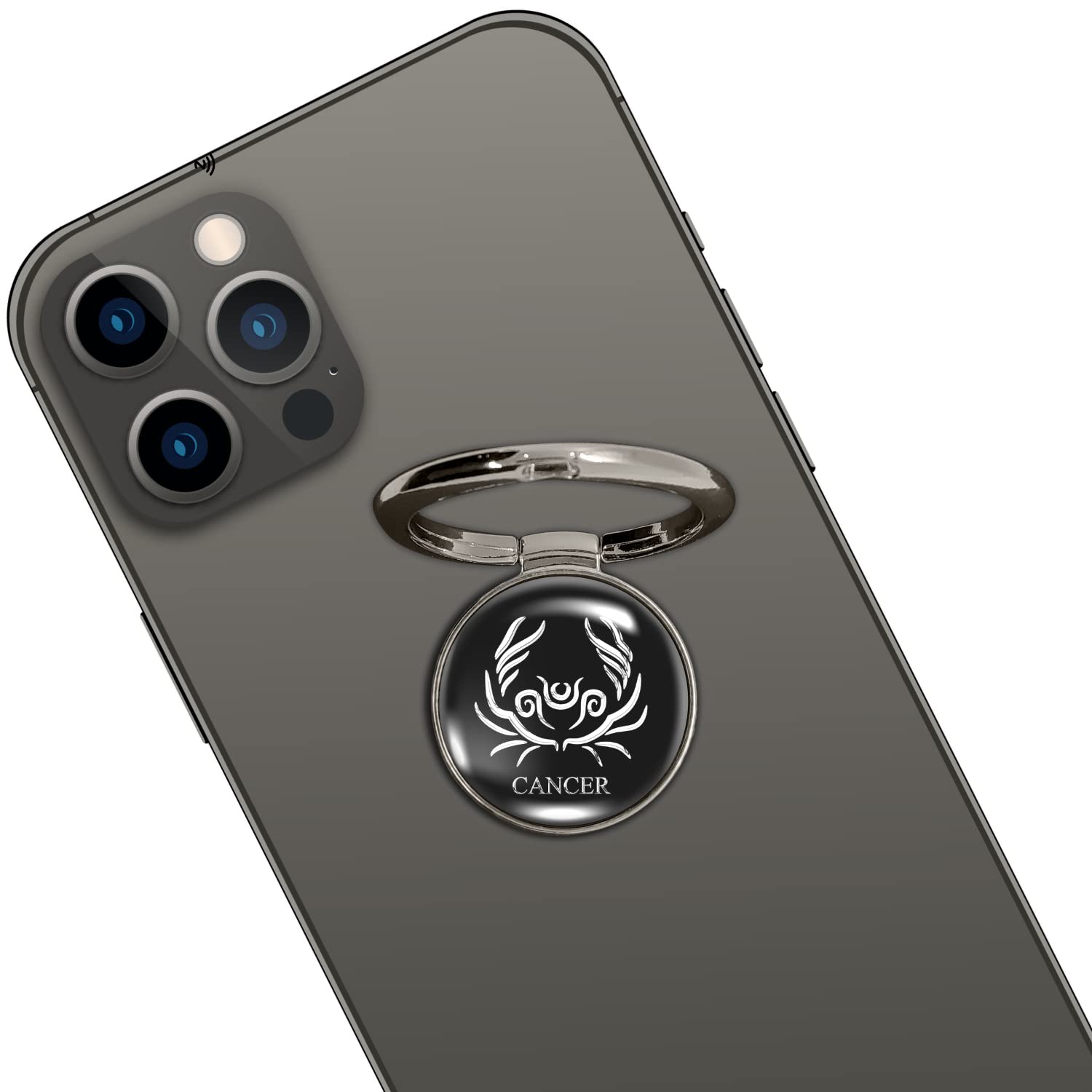 Silver 360 Holo-Ring Mobile Phone Grip Holder with Hologram Zodiac Logo - Cancer Design-image-49