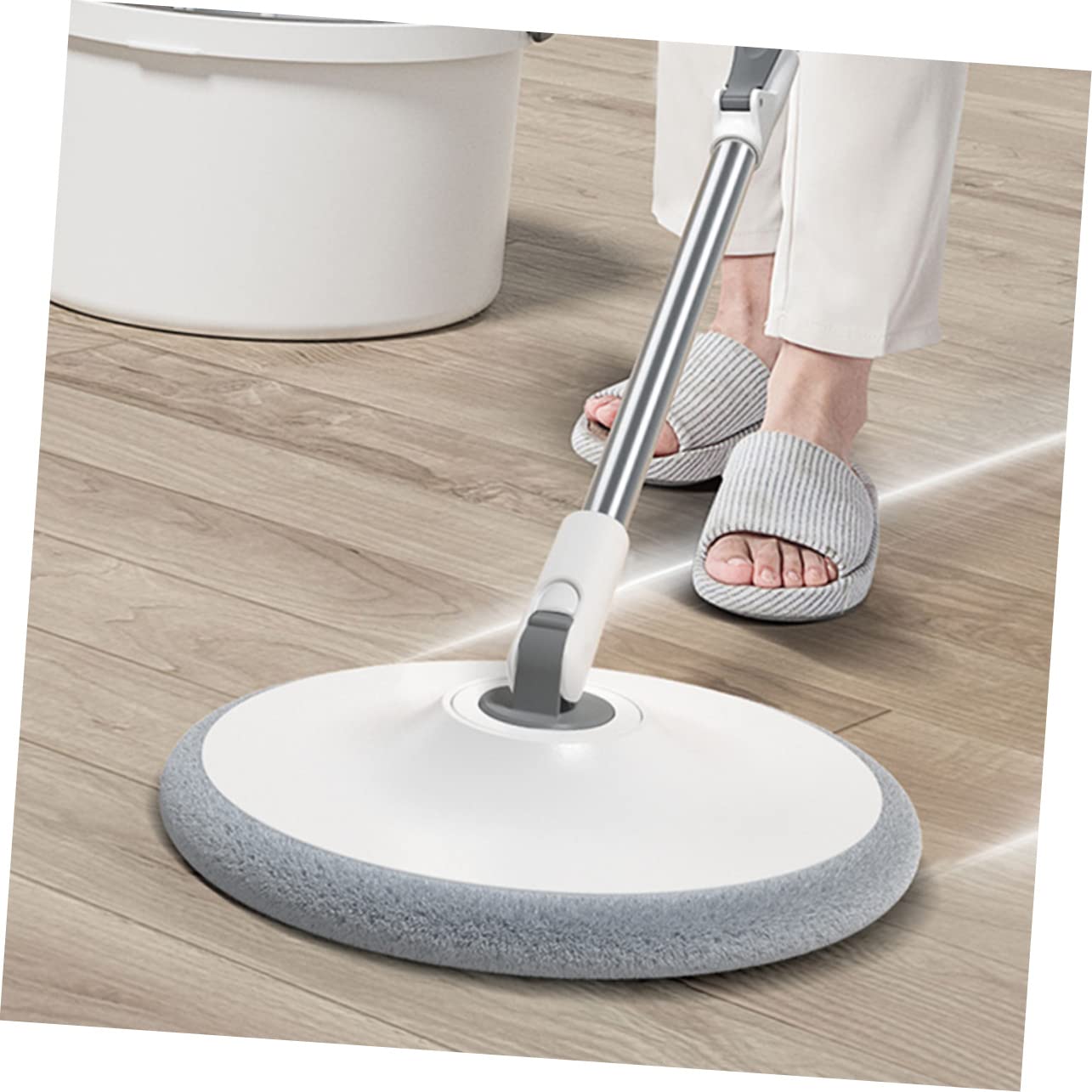 Fregona Rotativa Cabezal Giratorio Trapeador para Pisos y Azulejos Mango