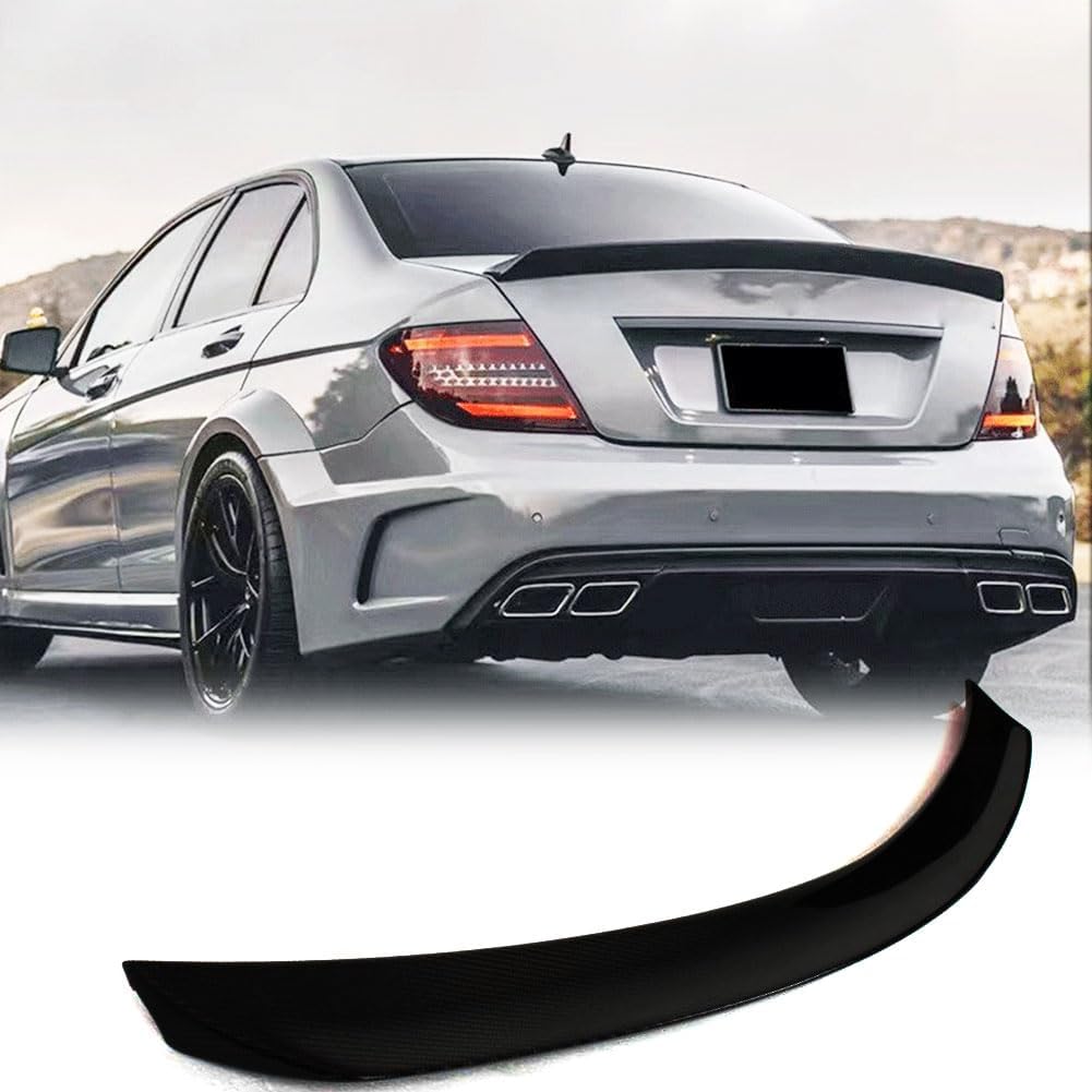 Matte Black Trunk Spoiler for Mercedes Benz C Class W204 C180 C200 C230 C250 C280 C300 C350 C63 AMG Sedan 2007-2014 Fiberglass Car Rear Boot Lid Highkick Wing Lip Factory Outlet