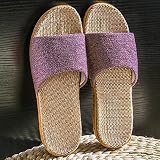 Hausschuhe Pantoletten Slipper Damen Herren Home Slipper Frau Mann Gürtel Rutschen Weibliche Sandalen Flip Flops Frauen Flachs Hausschuhe Indoor Schuhe-282_Purple_6