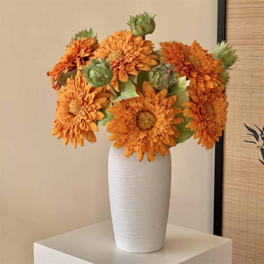 Marguerites en soie orange fleurs artificielles de mariage de prestige
