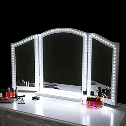 Conjunto de luzes de espelho de LED para penteadeira de maquiagem, brilho ajustável com kit de fita de LED flexível de 4 metros, espelho DIY (espelho não incluído)