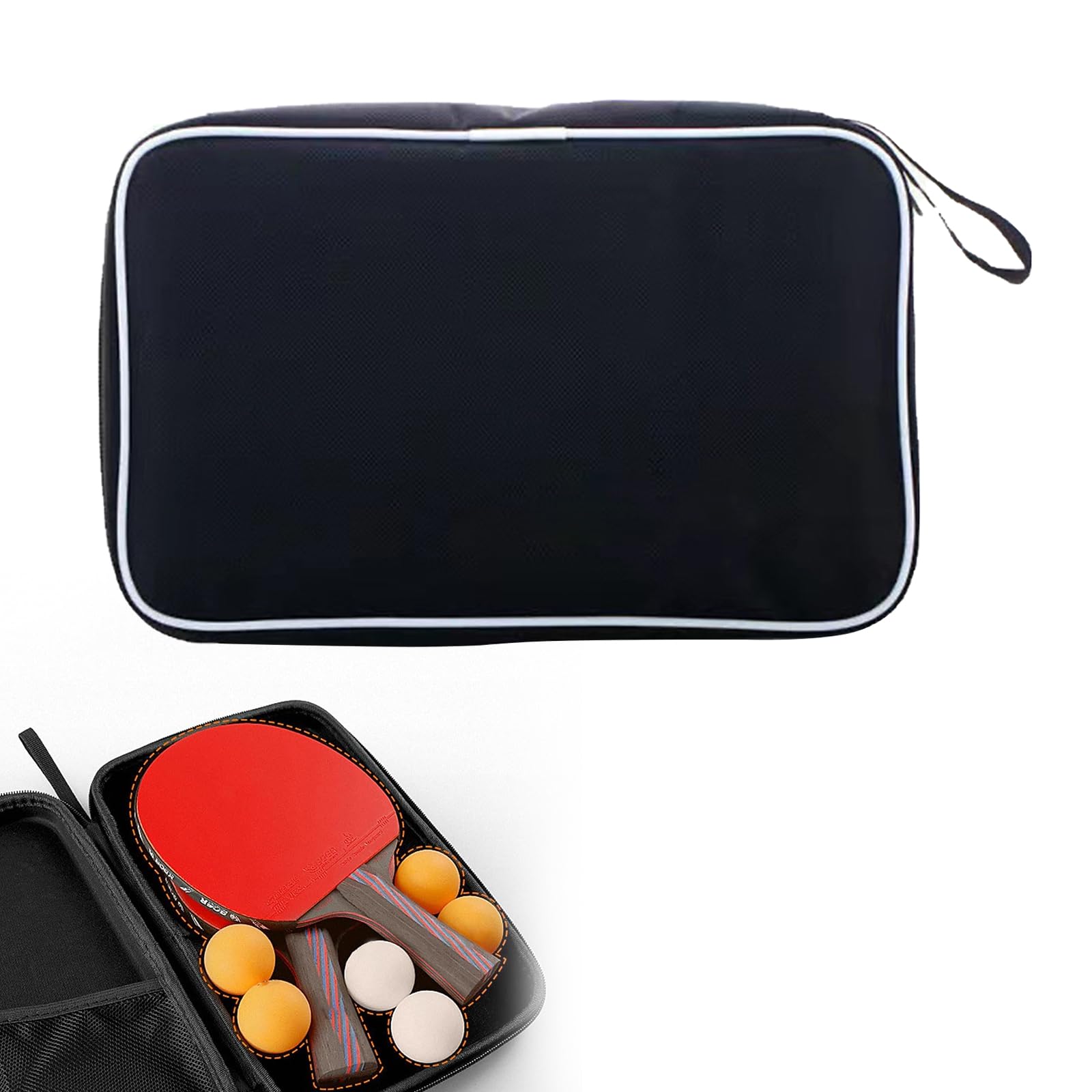 Bolsa de Tenis de Mesa para 2 Raquetas, Impermeable, Compartimiento para 3 Pelotas, 29 x 19 x 6 cm