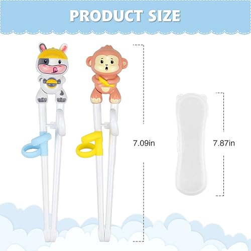 Miniatura 9 de Juego de palillos para niños, juego de palillos de entrenamiento para niños y principiantes, juego de palillos de pato amarillo, cuchara, tenedor y