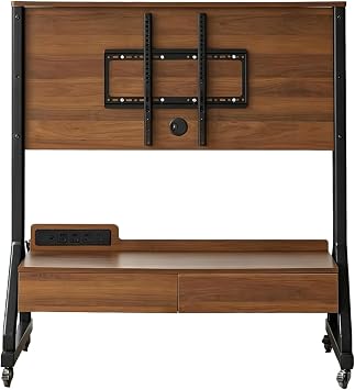 Rolling TV Stand Mount for 40 to 85 TVs,Mobile TV Floor Stand on Wheels with Wooden Shelf,Heavy Duty TV Cart Hold Up to 220 lbs for Bedroom, Living Room, Office