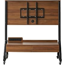 Rolling TV Stand Mount for 40 to 85 TVs,Mobile TV Floor Stand on Wheels with Wooden Shelf,Heavy Duty TV Cart Hold Up to 220 lbs for Bedroom, Living Room, Office