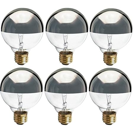 Satco S3861 Incandescent Light Bulb (Pack of 6), Silver Crown Finish, 40 Watts, 280 Initial Lumens, 120 Volts, G25 Lamp Shape, Medium Base, E26 ANSI Base, 4 3/8'' MOL, 3.13'' MOD, 1500 Hours Average