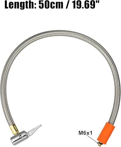 Miniatura 20 de X AUTOHAUX Adaptador de manguera de inflador de neumáticos flexible de 15.8 pulgadas, tamaño de rosca M6, portabrocas de aire con manguera