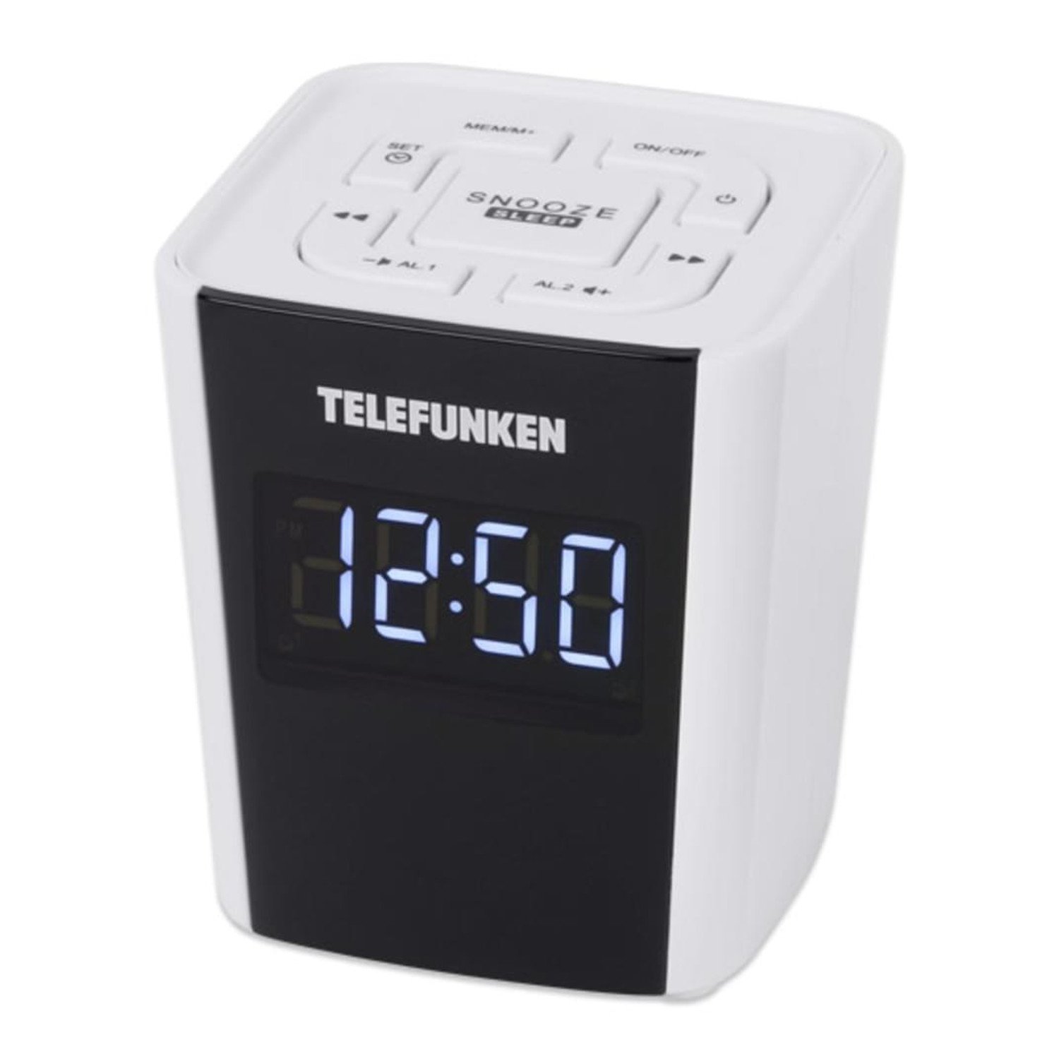 Telefunken Uhrenradio R1000 | weiß | 12/ 24h Anzeige | Radiowecker | UKW und digitaler PLL Tuner | Schlummertaste