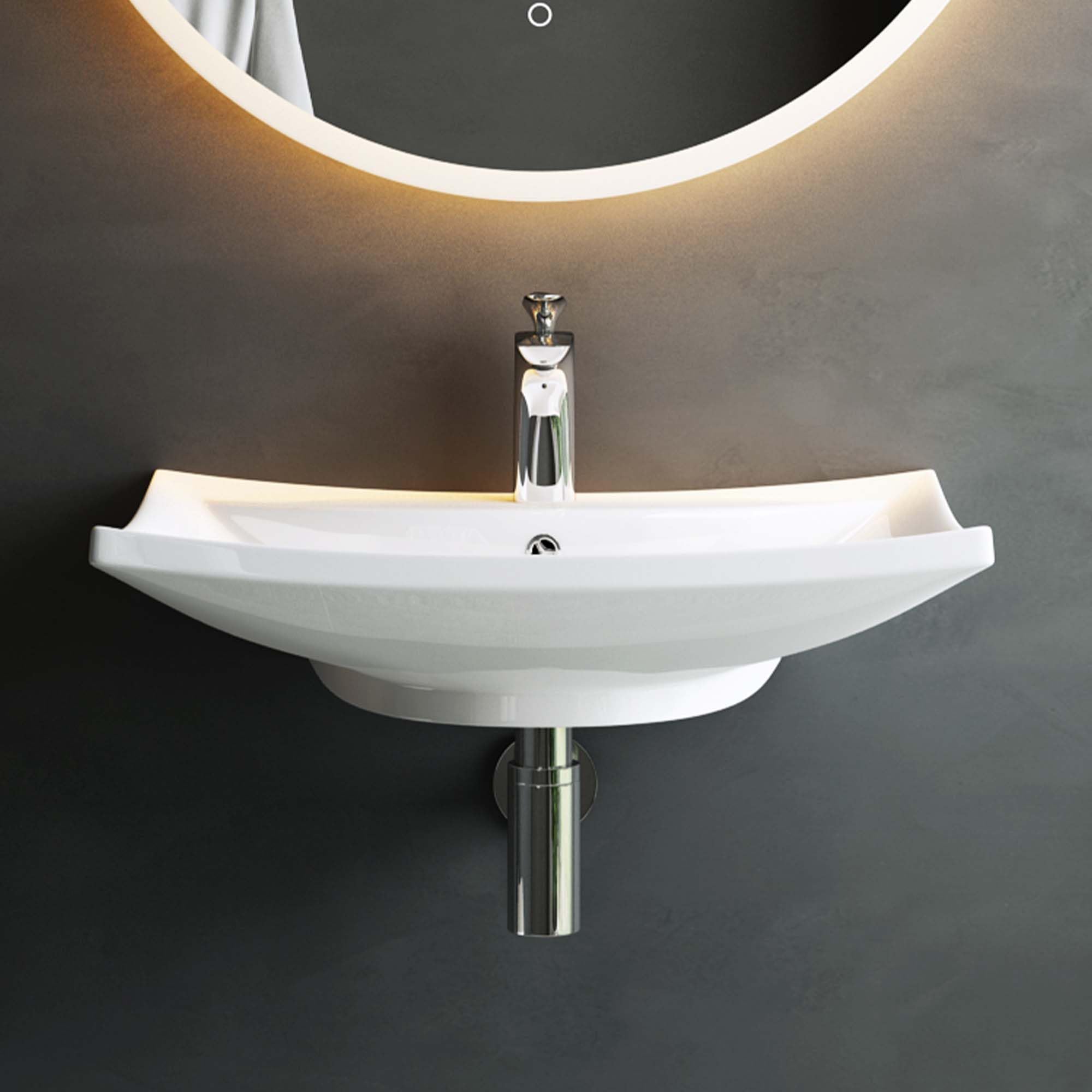 Mai & Mai Lavabo da Appoggio 60.5X44X18cm, Lavandino Bagno Lavabo in Ceramica Nano Rivestimenti inclusi Brüssel709