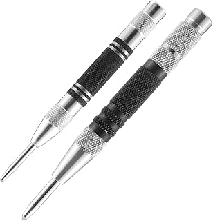 Vickes 2 Pcs Automatic Center Punch with Hardened Steel Metal, Strong Spring Loaded Center Punch with Adjustable Knurled C...