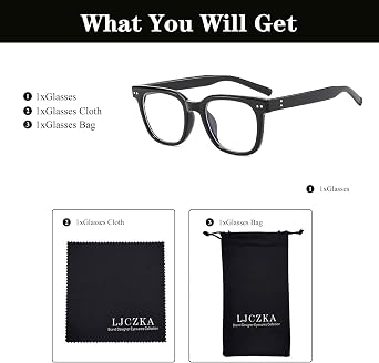LJCZKA Blue Light Blocking Glasses for Women Men, Square Blue Blockers Eyeglasses Computer Gaming TV Anti Eyestrain Eyewear