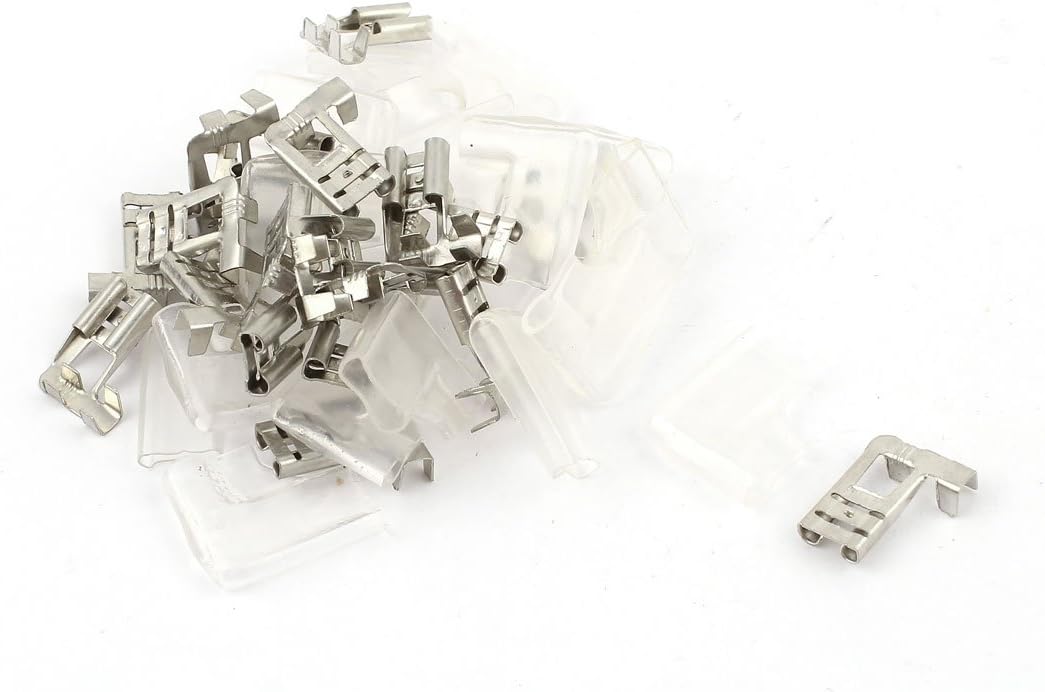 sourcing map 20pcs Flag 6.3mm Crimp Wire Terminal Female Spade Connector + Case