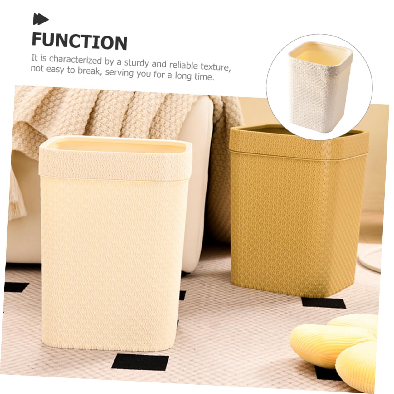 MAGICLULU Desktop Rattan Simulation Trash Can Compact Wastebasket for Bathroom Office Kitchen Capacity Ergonomic Design Detachable Liner for Easy Use