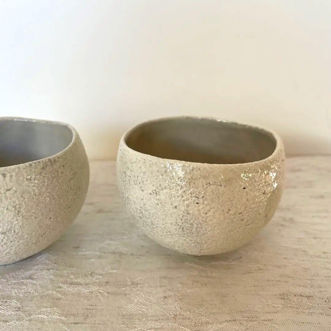 Amazon.co.jp: 大橋睦 陶房窯八 灰釉丸カップ 2客セット 茶器 酒器