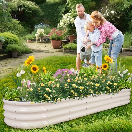 1MORE Galvanized Raised Garden Bed- Planter Garden Boxes Outdoor, Raised Beds for Gardening, 8x2x1ft Metal Garden Bed Kit for Vegetables Flower, Planter Raised Beds with Protective Tape & Tools.White by 1MORE - Image 8