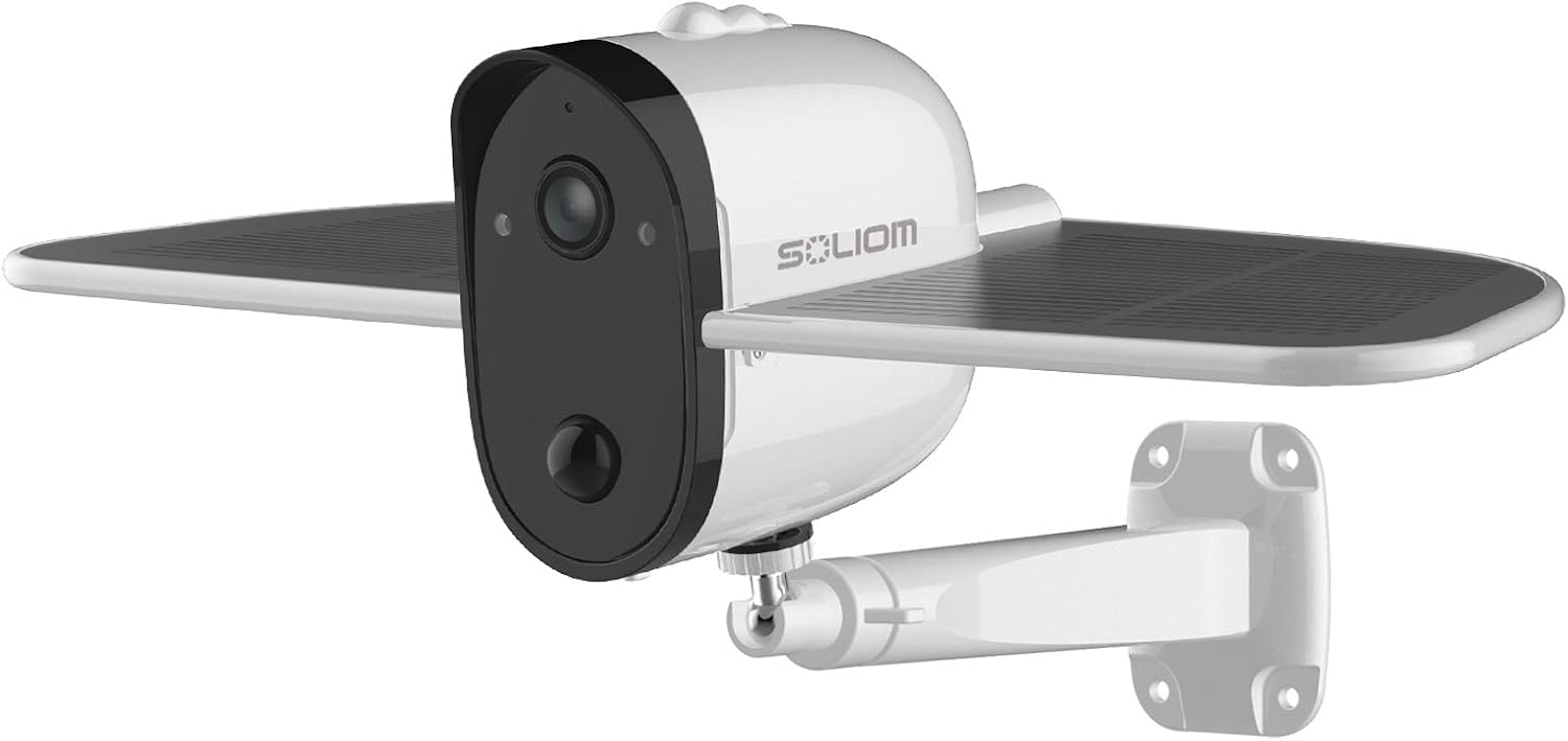 SOLIOM Outdoor Solar Battery Powered Security Camera, S60 1080P Home Wireless IP Camera with Accurate Motion Detection; Wide Angle Range, Quick Alert and Night Vision