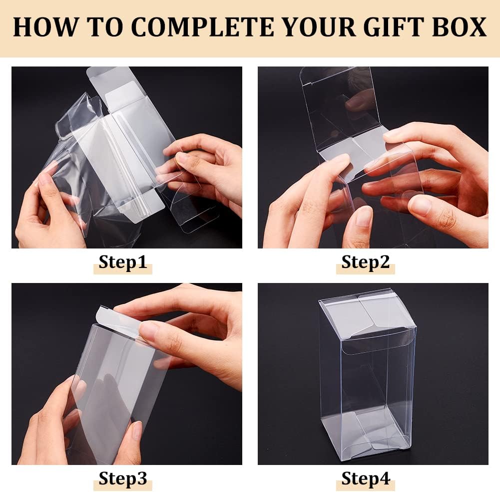 BENECREAT 20PCS Clear Wedding Favour Boxes 4x2x2inch Rectangle PVC Transparent Gift Boxes for Candy Chocolate Valentine - Image 4