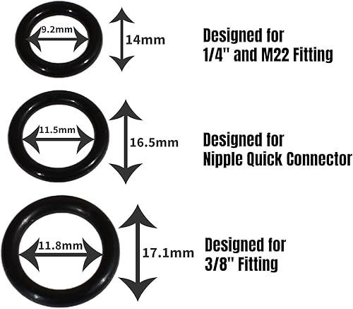 Miniatura 2 de Reemplazo de juntas tóricas para lavadora a presión para 14 pulgadas, 38 pulgadas, acoplador de conexión rápida M22 de alta temperatura, Viton FKM,