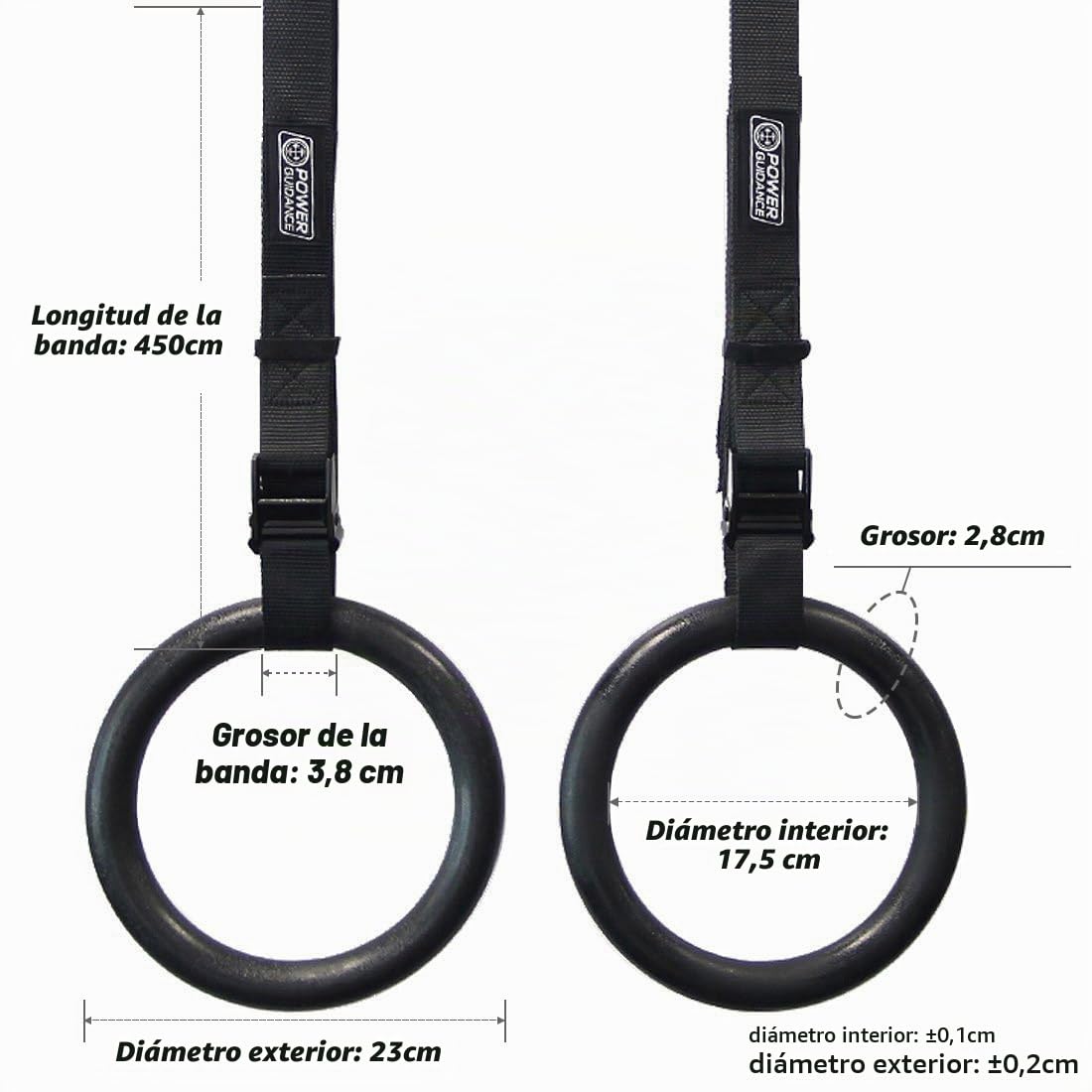 POWER GUIDANCE Anillas de Gimnasia Olímpico Profesional con Hebillas Ajustables para Entrenamiento