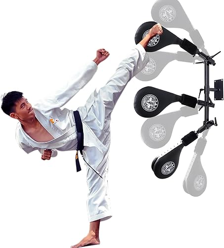 RISANXUN Almohadillas de taekwondo montadas en la pared, soporte para objetivos de entrenamiento de taekwondo, 3 objetivos de patada para