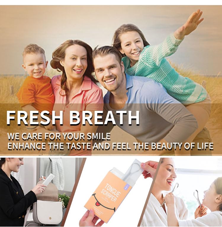 Miniatura 8 de Raspador de lengua aprobado por dentistas  Paquete de 2 con estuches de viaje  Limpiador de lengua de acero inoxidable  Para adultos y niños