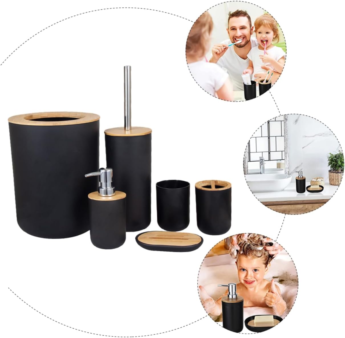 Ciieeo 1 Set Bathroom Accessory Includes Toothbrush Holder Soap Dish Lotion Bottle and Trash Can Stylish and Functional Washing Supplies for Organized Spaces