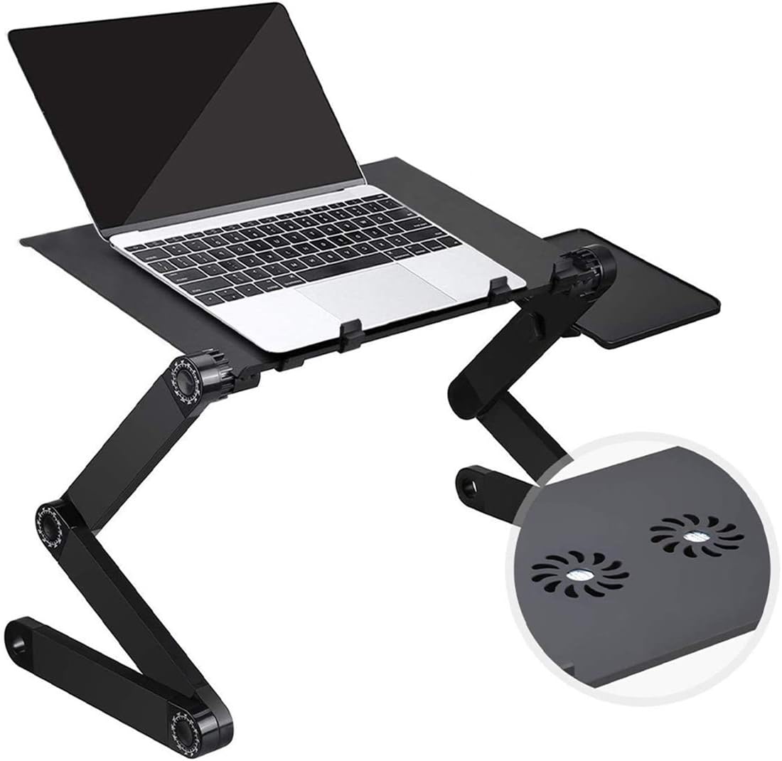 ORAF Laptop Stand,Adjustable Laptop Stand for Bed and Sofa Portable Laptop Riser Cozy Lap Desk with 2 CPU Cooling Fan Compatible with Tablets MacBook