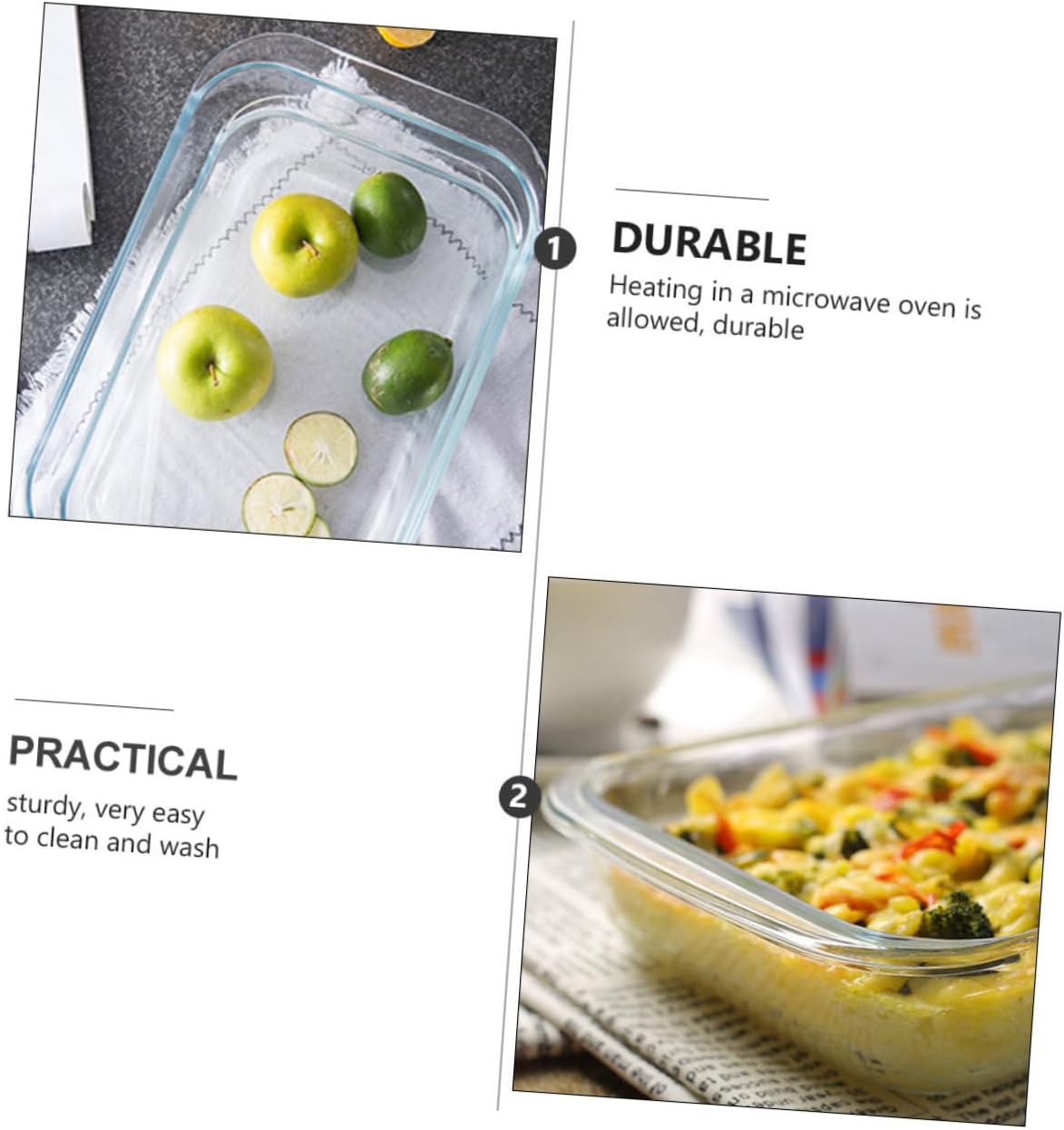 1pc Microwave Oven Heat Resistant Baking Pan Kitchen Baking Dish Supply