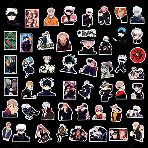 50PCS Jujutsu Kaisen Stickers Pack Anime Character Sticker for Water Bottle Laptop Skateboard Journal, Waterproof Vinyl Cool Manga Decals for Teens Adults Party Supplies — view 2