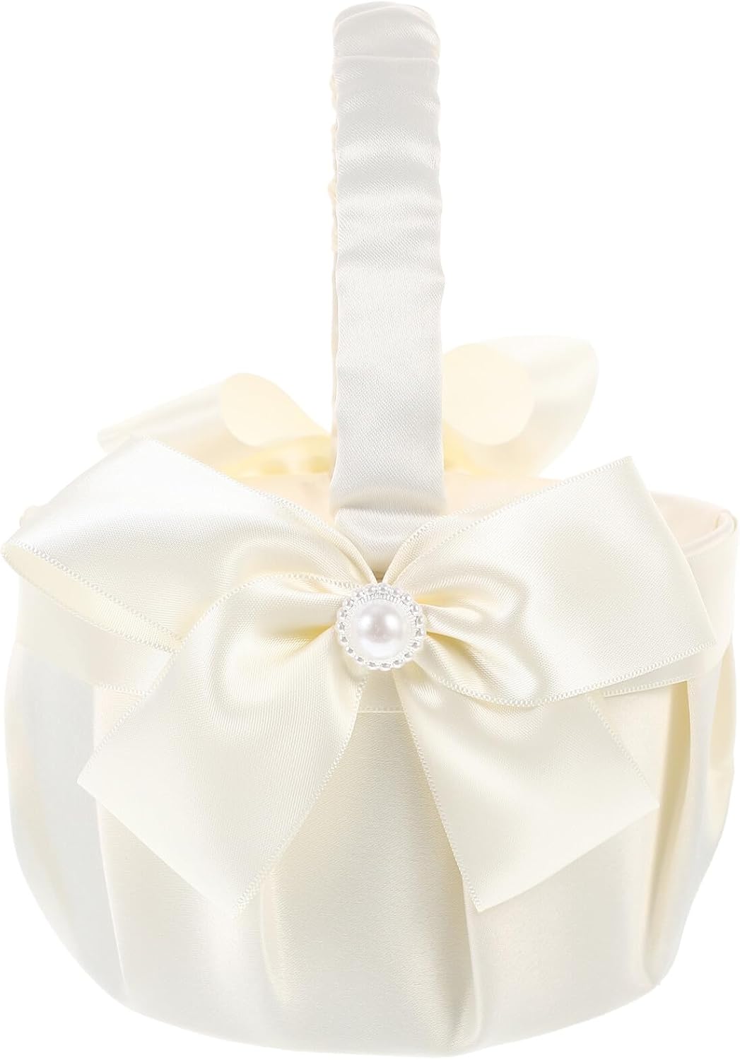 Wedding Flower Girl Basket Handheld Satin Bowknot Small Flower Petal Basket for Wedding Party Ceremony Supplies