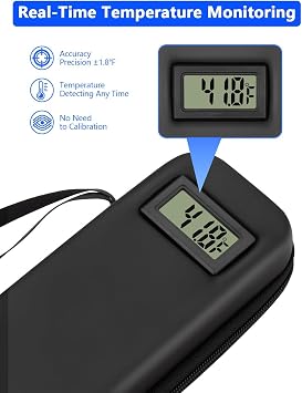 Insulin Cooler Travel Case TSA Approved Medication Cooler for Travel with FThermometer Temperature Display, Diabetic Travel Case with 2 Reusable Ice Packs for Daily & Trip(Black)