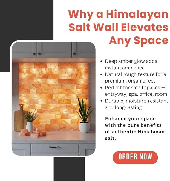 2x2 Himalayan Salt Wall Panel Kit with Bricks, Glue, Placement Map & Manual Set