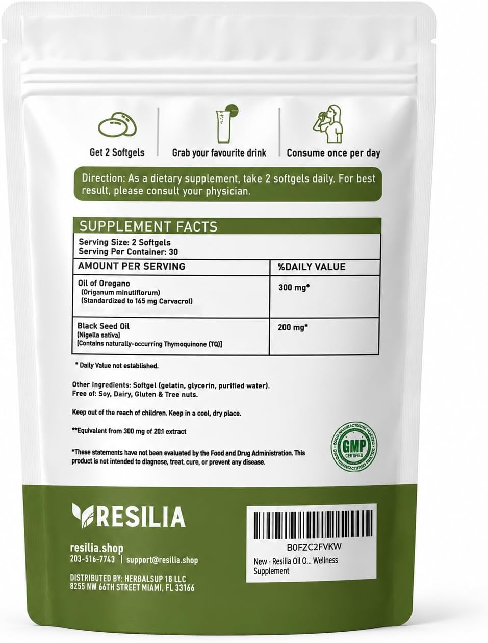 Resilia Oil Of Oregano Softgels with Black Seed Oil - 60 Softgels | Non-GMO, Gluten-Free and Soy-Free image 4