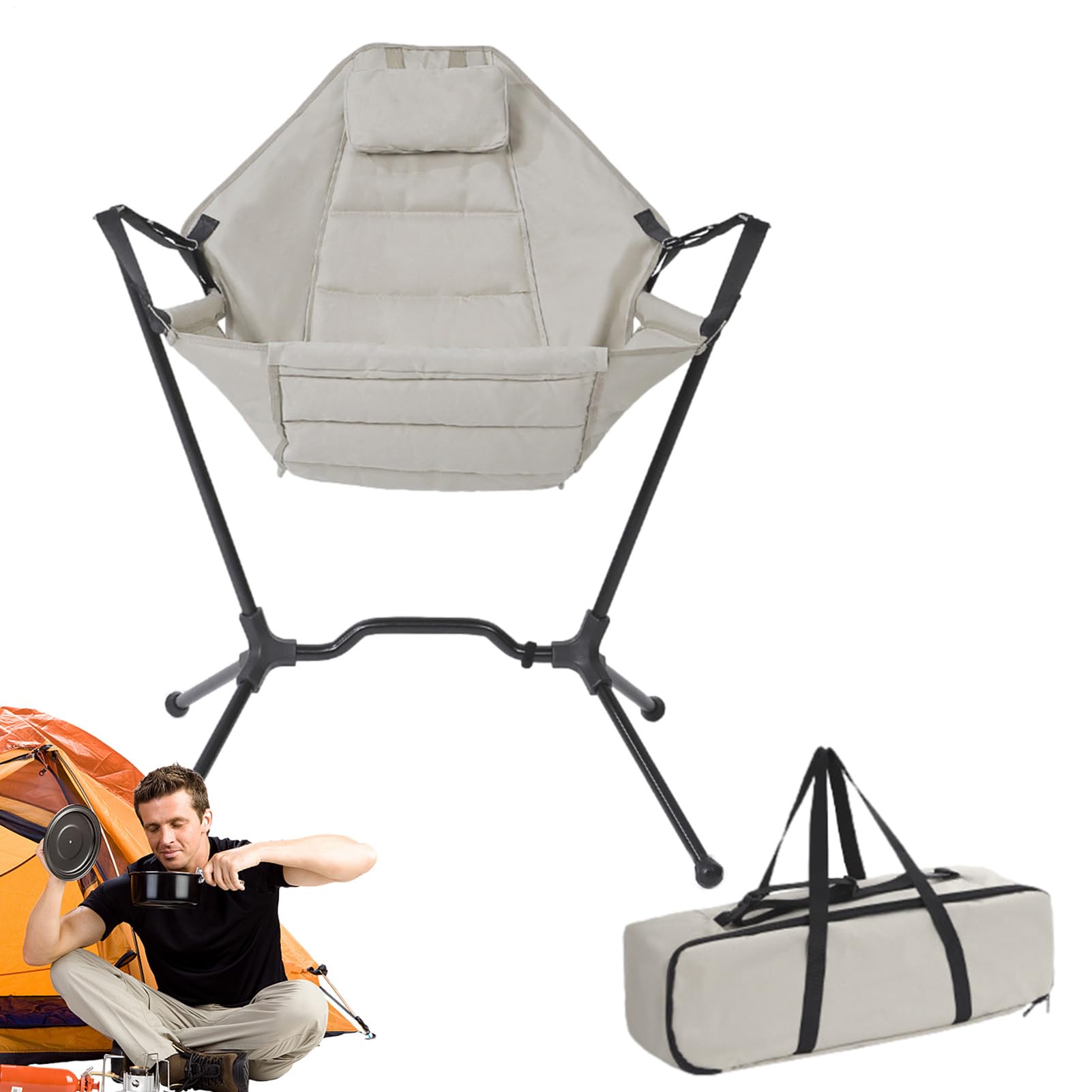 Chaise de camping portable et tabouret balançoire ergonomique pour pelouse