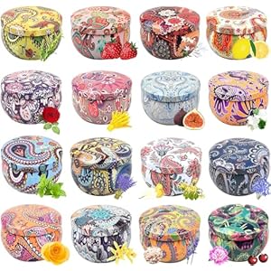Scented Candles Gift Set, Natural Soy Wax Portable Travel Tin with Strongly Fragrance Essential Oils for Stress Relief and Aromatherapy – 16 Pack
