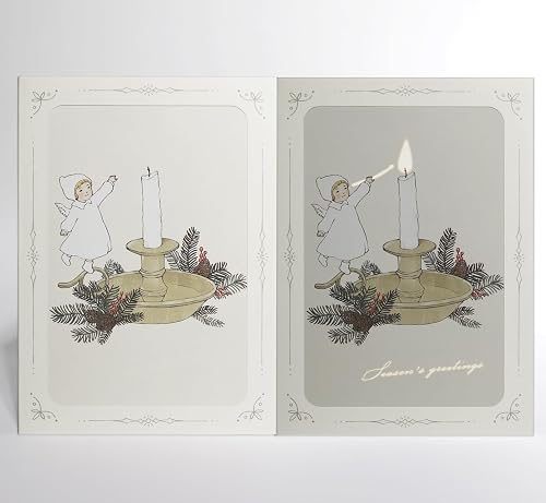 Light-Reveal Christmas Card “Light” – Set of 2, Angel Lighting