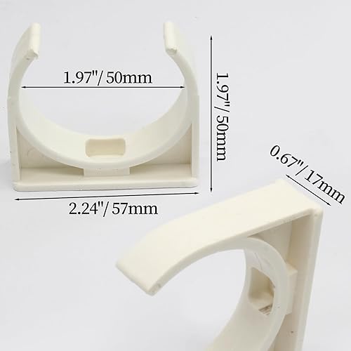 Miniatura 3 de Hordion 20 abrazaderas de PVC en forma de U para tuberías de agua de 2 pulgadas (1.969 in) para tubos de agua de 2 pulgadas (1.969 in), bandejas de