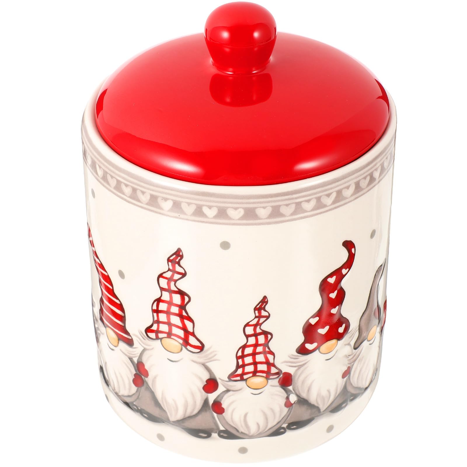 Barattolo Ceramico Rotondo con Coperchio per Conservazione Alimenti, Vaso Sigillato Multifunzione per Tè e Biscotti a Tema Natalizio