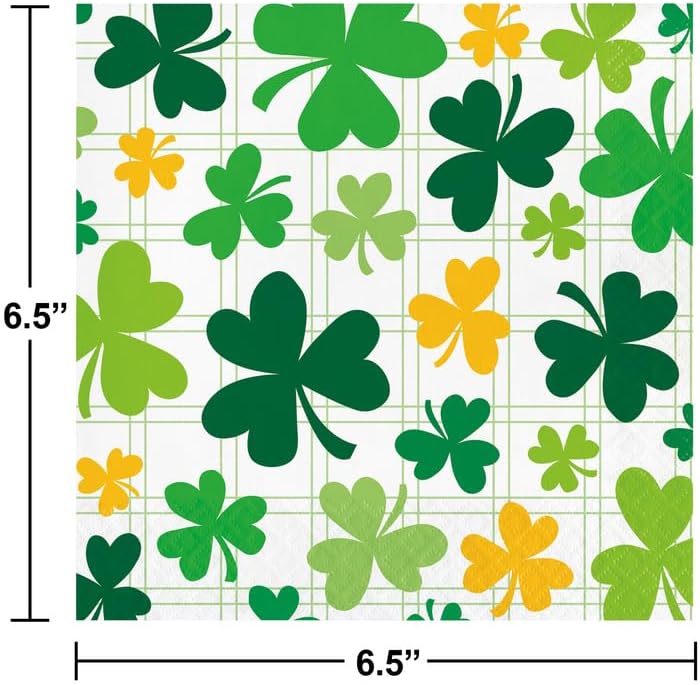 St. Patrick's Day Irish Party Supplies | Bundle Includes Paper Plates & Lunch Napkins for 8 People | Shamrock and Roll Design - Image 7