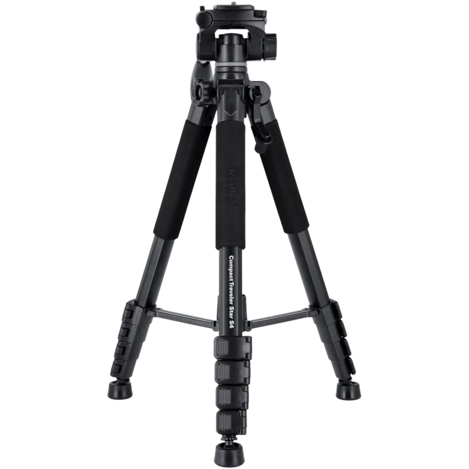 Rollei Kompaktowy Traveler Star S4 Statyw, 188 cm Lekki aluminiowy statyw z 3-drożną obrotową głowicą Fotograficzną Statyw fotograficzny i Smartfon z uchwytem na telefon