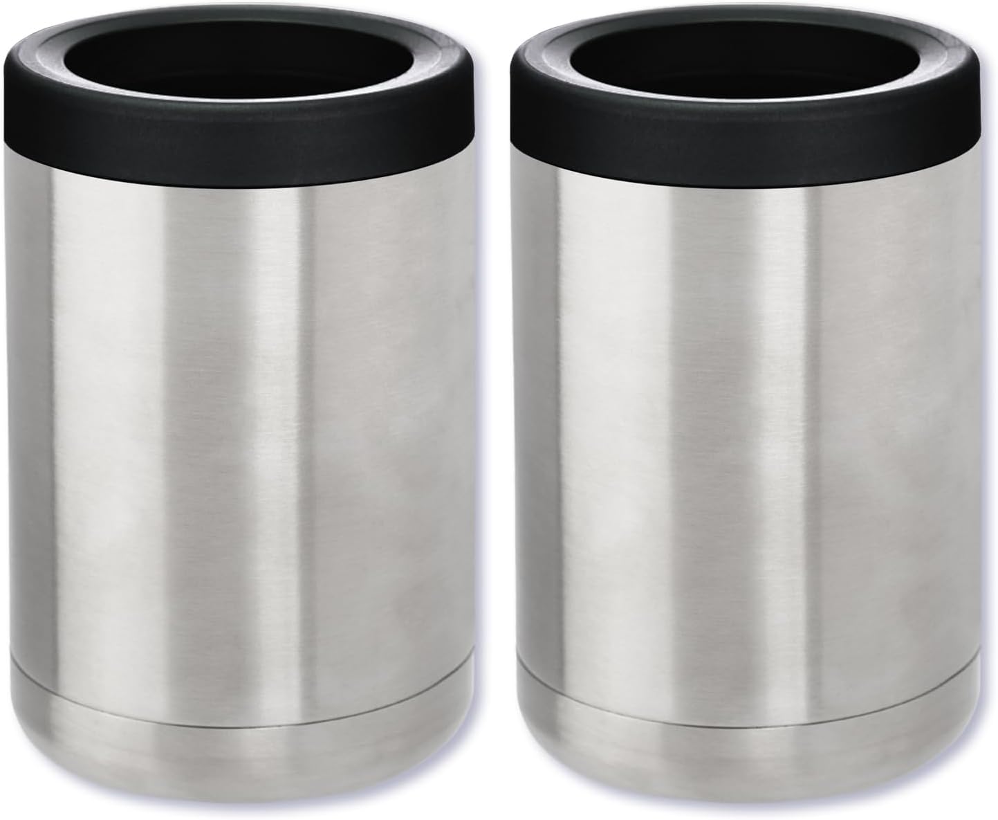 Thirsty Rhino Blok, 12 oz Stainless Steel Beer Can & Bottle Holder Can Cooler Insulator, Double Wall Vacuum Insulated, Set of 2 (Silver)