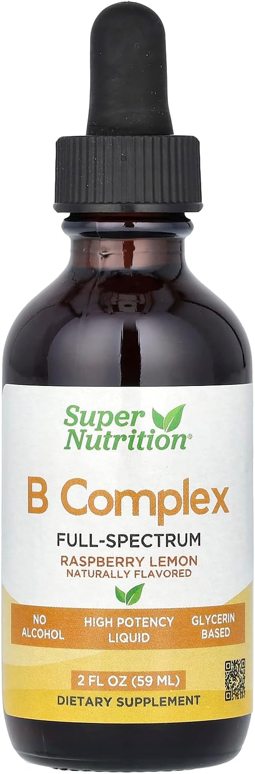 SuperNutrition B Complex Full Spectrum with Vitamin B12, Pantothenic Acid, Biotin, and Niacin, Raspberry Lemon, 2 fl oz (59 ml)
