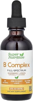 SuperNutrition B Complex Full Spectrum with Vitamin B12, Pantothenic Acid, Biotin, and Niacin, Raspberry Lemon, 2 fl oz (59 ml)