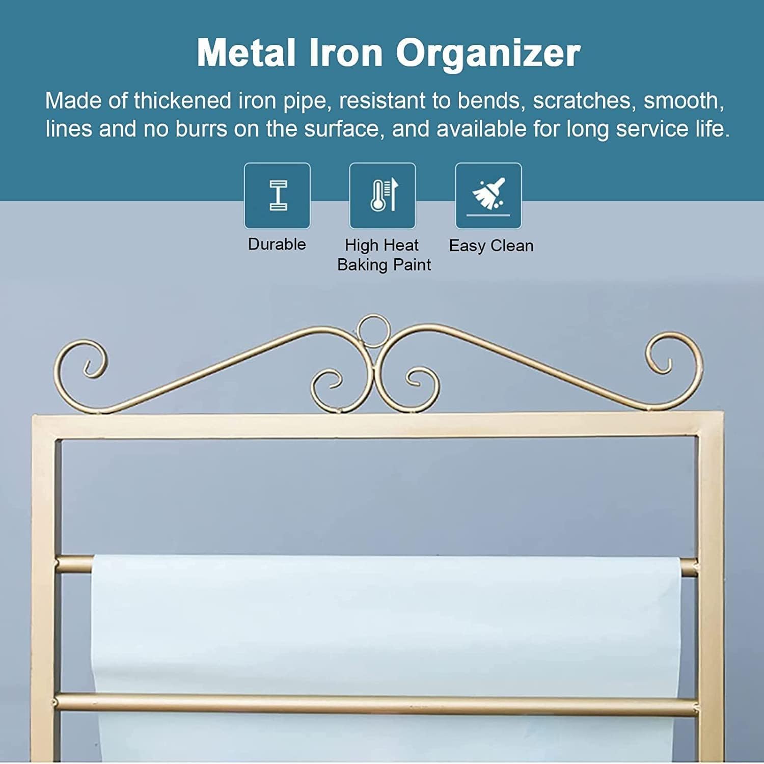 Ribbon Organizer Rack Craft Room Gold 9 Tier Large Capacity Ribbon Holder Stand for Wrapping Paper/Silk Scarf/Towels/Scarf, Display Rack(35.4X15.7X66.9in)