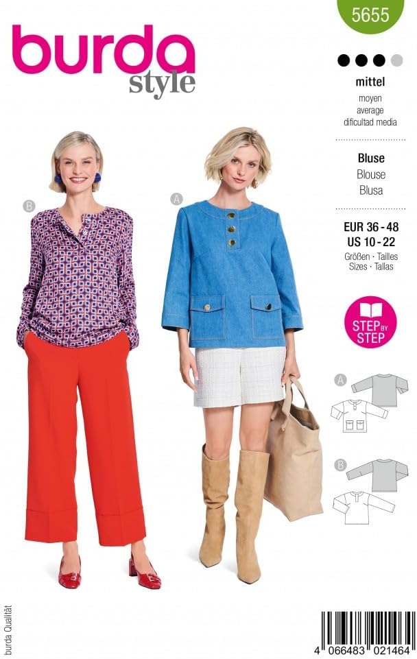 Burda Style 5655 Sewing Pattern for Misses Blouses