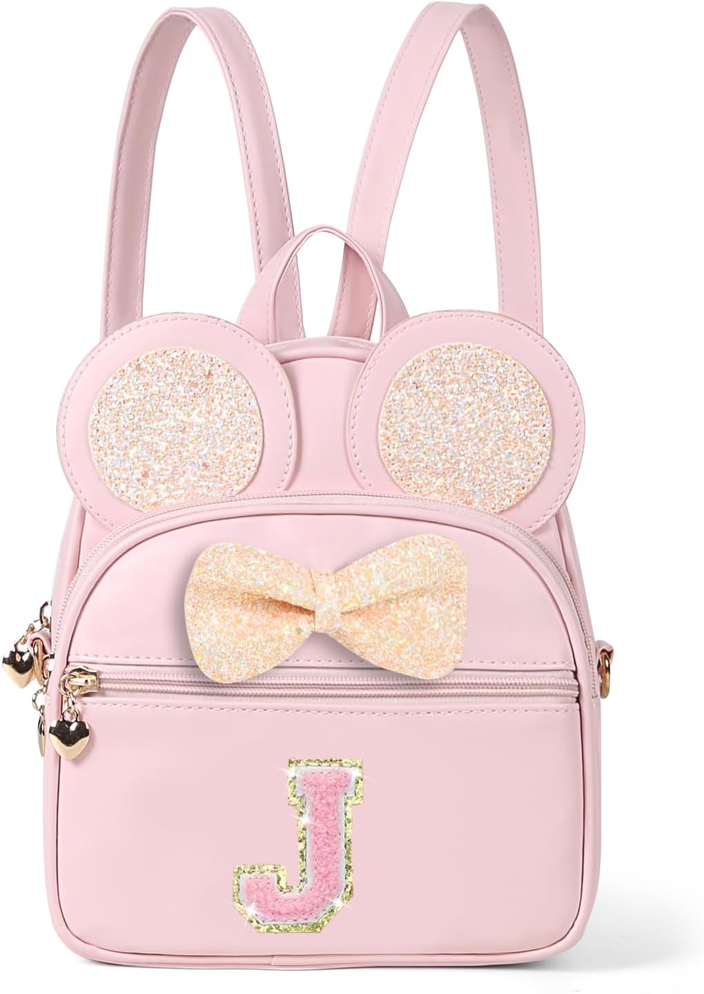 Mini Backpack for Girls Bowknot Cute Leather Backpack Toddler Purse Birthday Gifts for Kids Girls Letter J