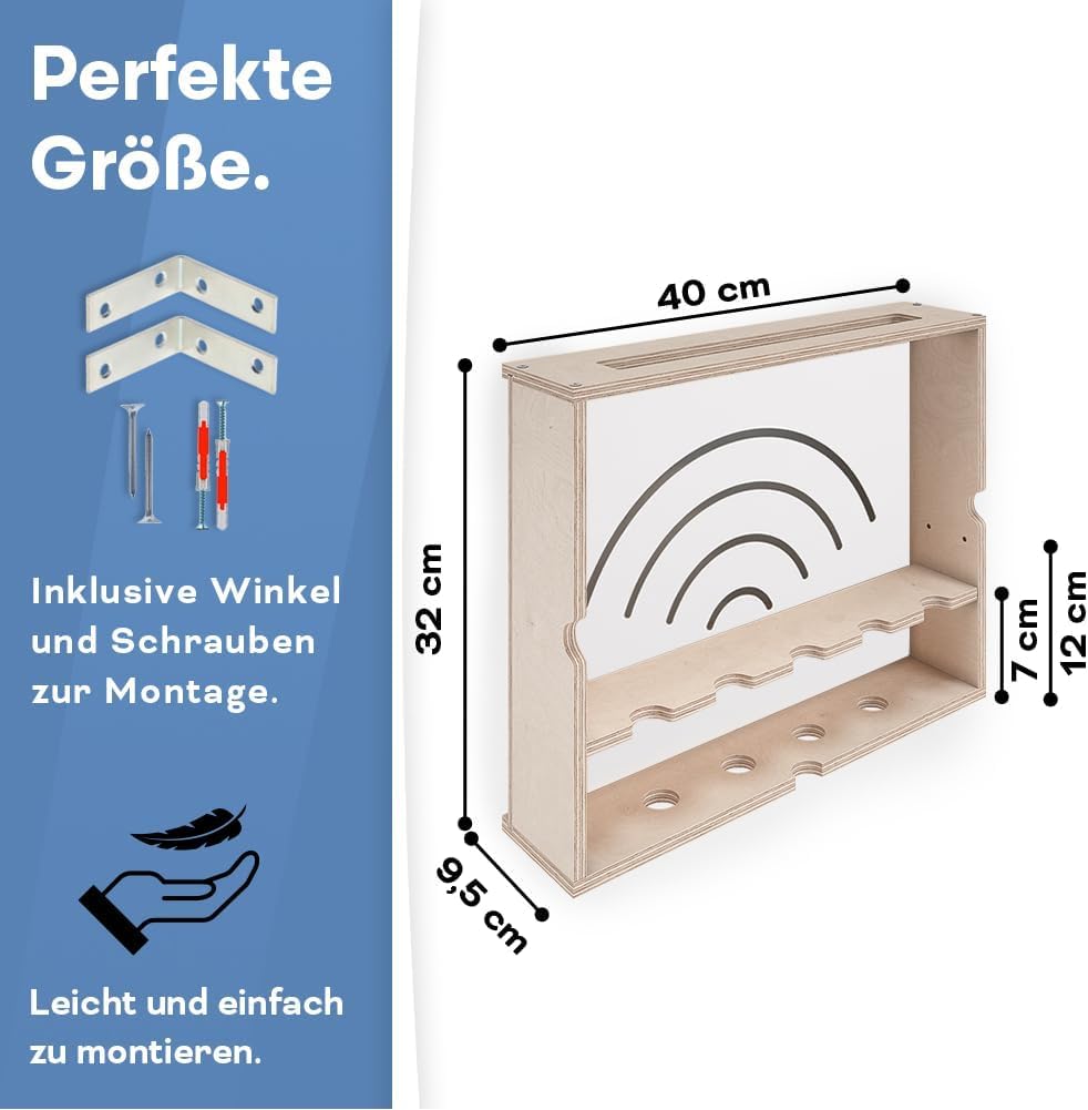 MOE UHANE Router Schrank - Router Aufbewahrungsbox - Router Verstecken - Router Box - Wall Box - Wallboxen - WLAN Regal - WiFi Schrank - Made in EU